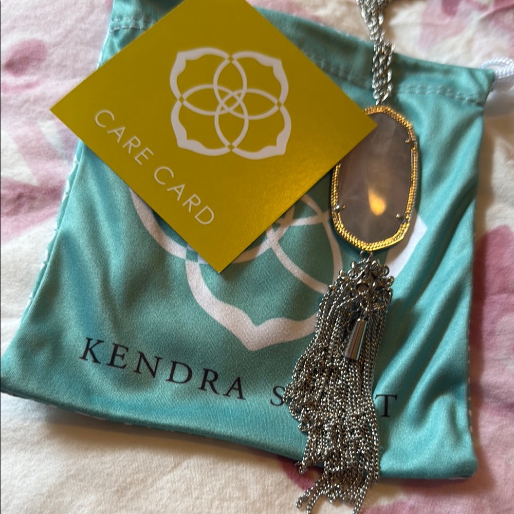 Kendra Scott Silver and rose, quartz Pendant with tassel Necklace